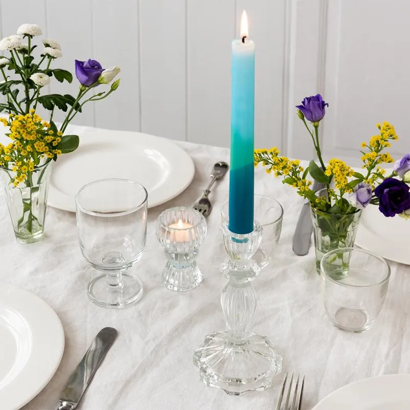 Tall Clear Glass Candle Holder