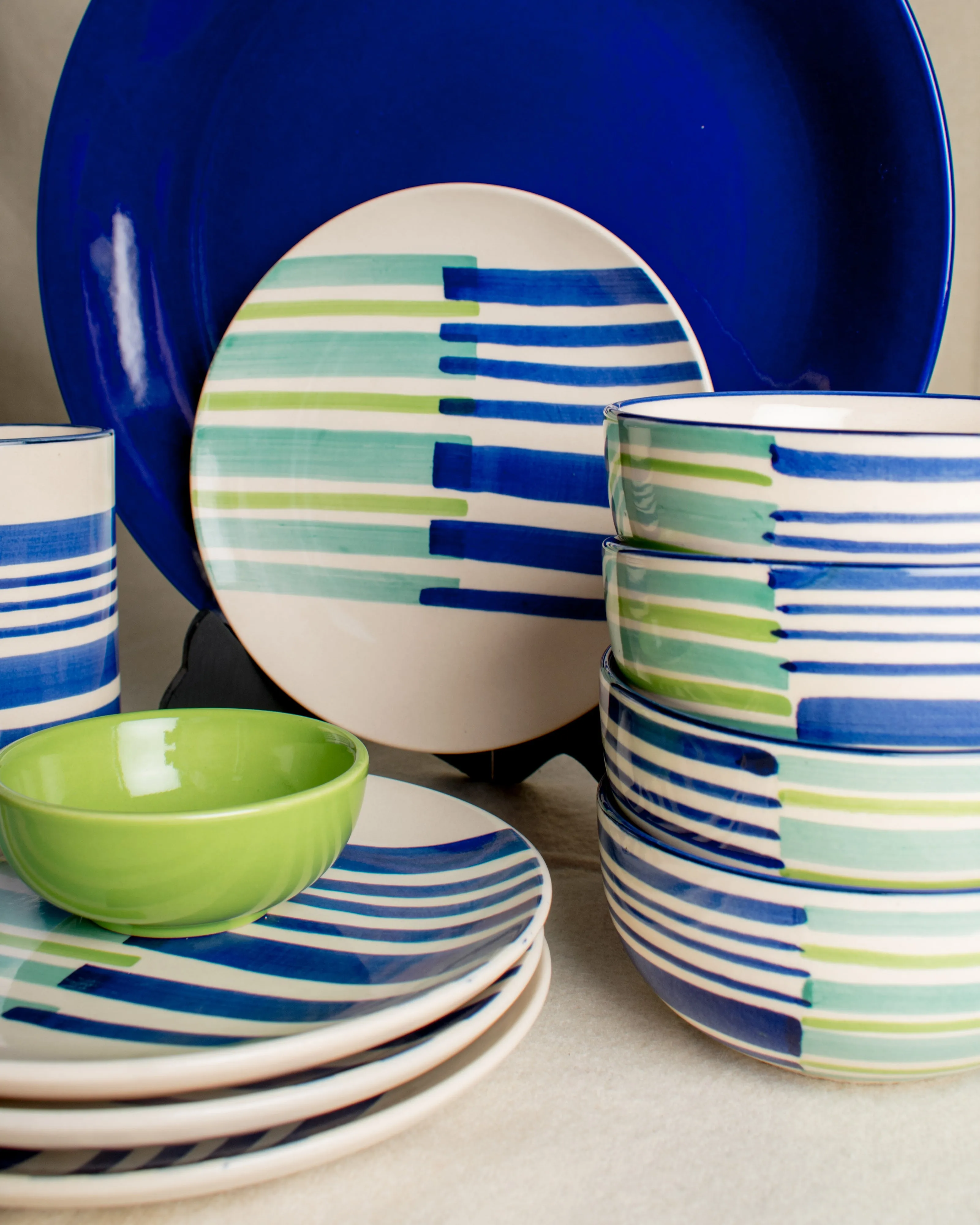 The Ray Soup & Salad Set - Indigo & Turquoise