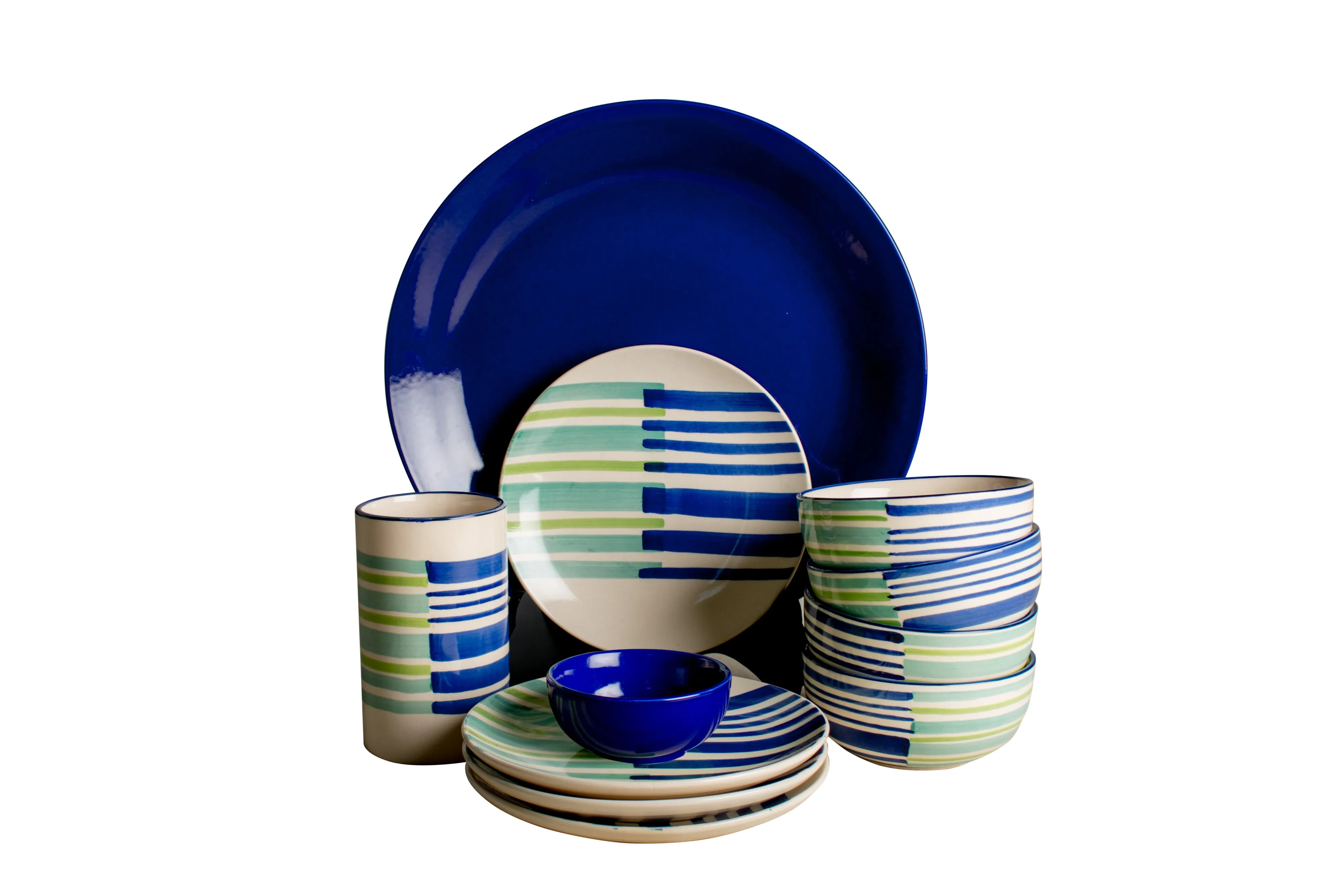 The Ray Soup & Salad Set - Indigo & Turquoise