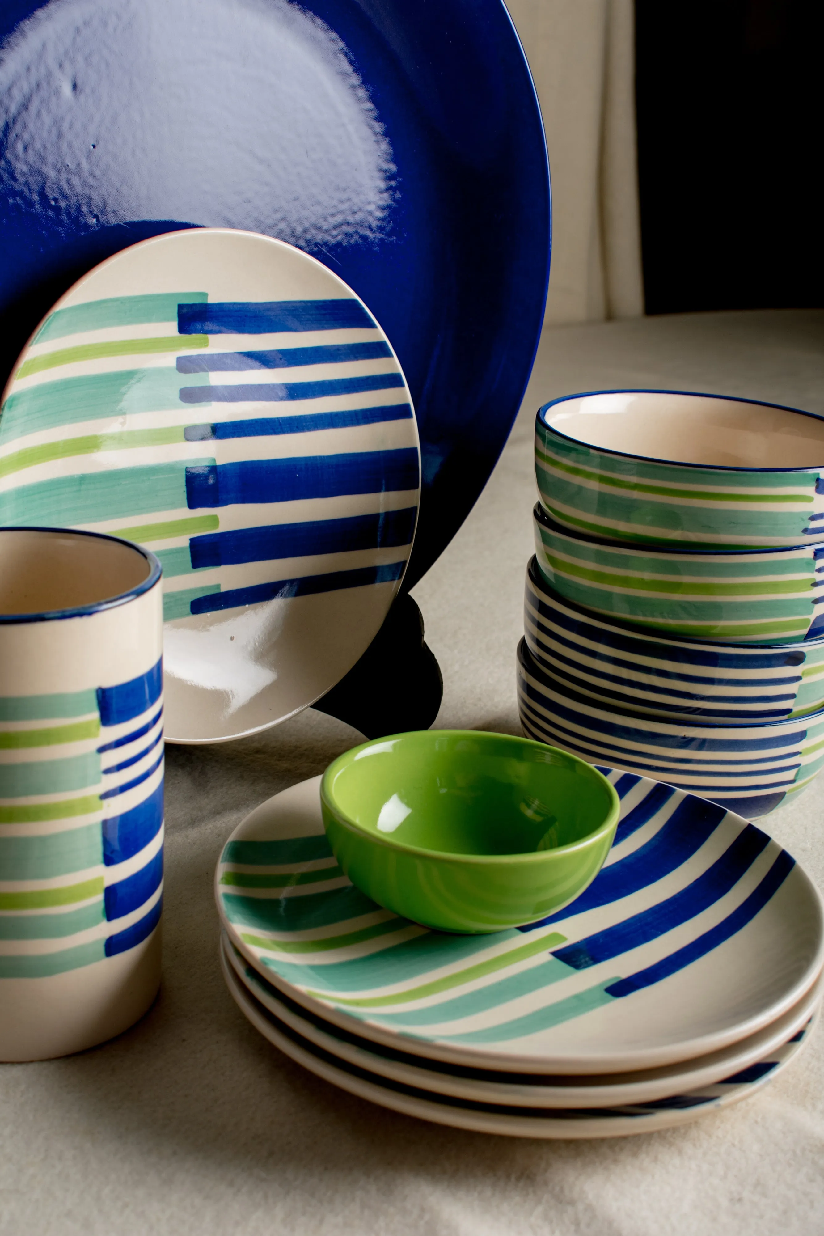 The Ray Soup & Salad Set - Indigo & Turquoise