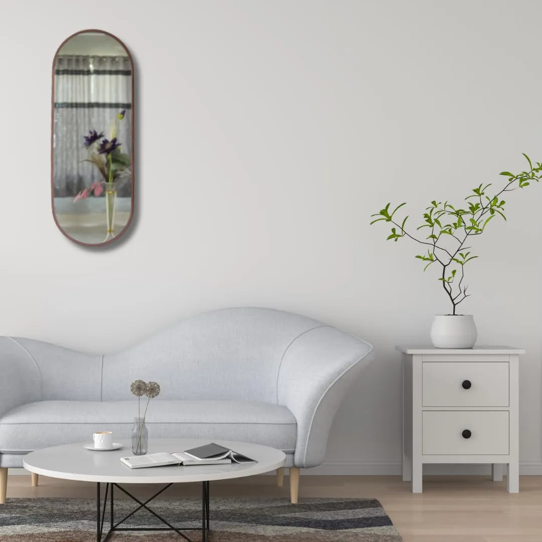 TINITALO Modern Elegance Caspsule Shape Wall-Mounted Mirror Metal Framed Wall Mirror Bathroom Mirror Living Room Mirror Home Decor Mirror 18 x 48 Inches Copper MF 115
