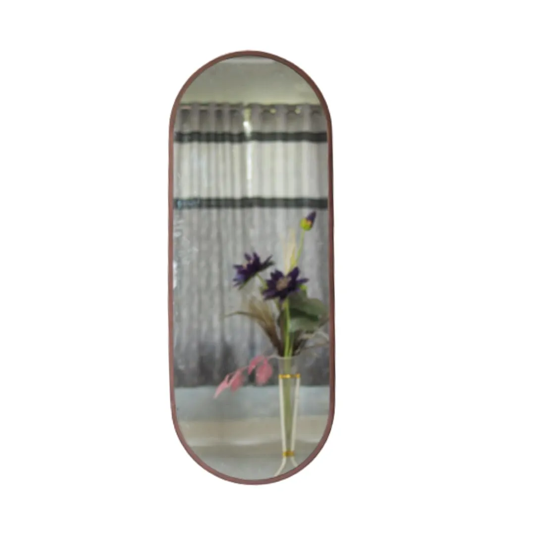 TINITALO Modern Elegance Caspsule Shape Wall-Mounted Mirror Metal Framed Wall Mirror Bathroom Mirror Living Room Mirror Home Decor Mirror 18 x 48 Inches Copper MF 115