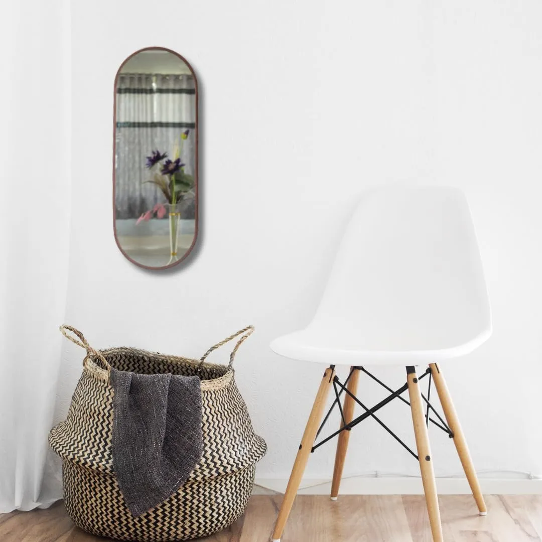 TINITALO Modern Elegance Caspsule Shape Wall-Mounted Mirror Metal Framed Wall Mirror Bathroom Mirror Living Room Mirror Home Decor Mirror 18 x 48 Inches Copper MF 115