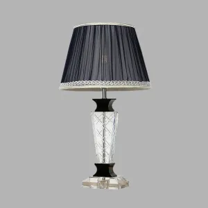 Traditional Style Black Tapered Nightstand Lamp - Crystal Base, 1 Light Bedroom Table Light