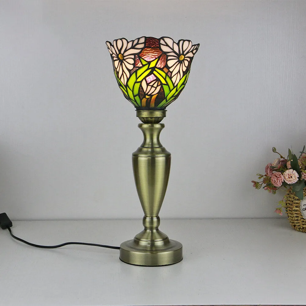 Traditional Tiffany European Floral Stained Glass Bowl Design 1-Light Table Lamp For Home Office