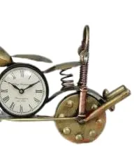 Trending Products & Gifts IRON PAINTED BULLET TABLE CLOCK Table and Home Décor Decorative Showpiece (Iron, Gold) (Brown) (BIKE CLOCK)