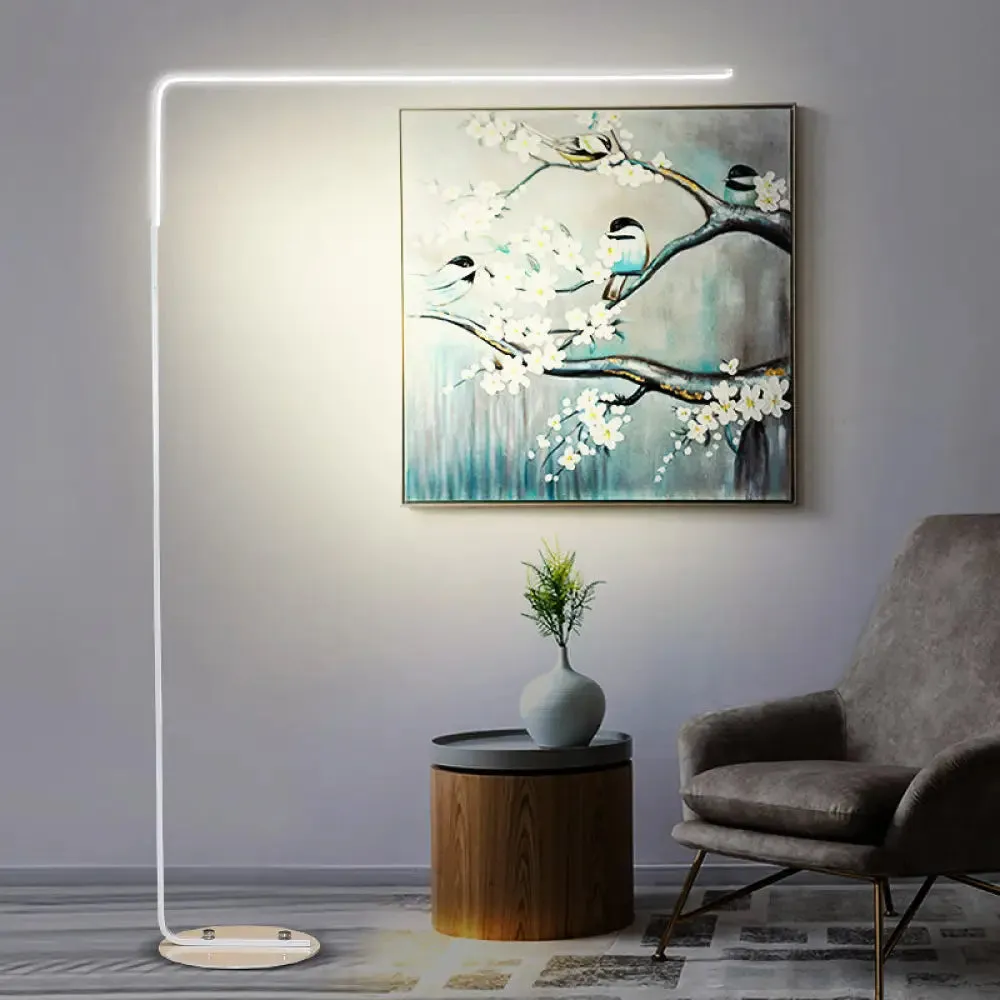 Triangle-Shaped Metallic LED Floor Lamp for Bedroom - Nordic Black/White Reading Light