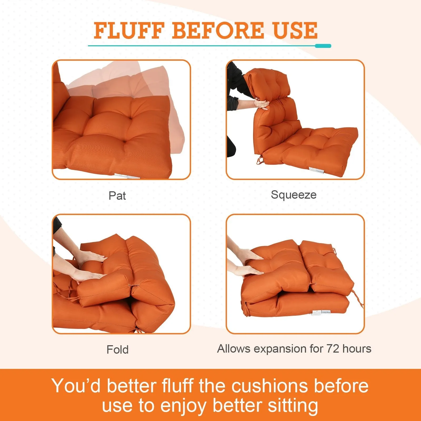 Tufted Outdoor/Indoor High Back Patio Chair Cushion, Set of 1, 46'' x 22''