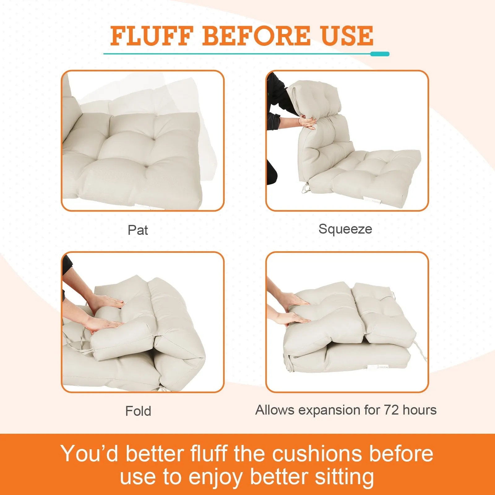 Tufted Outdoor/Indoor High Back Patio Chair Cushion, Set of 1, 46'' x 22''