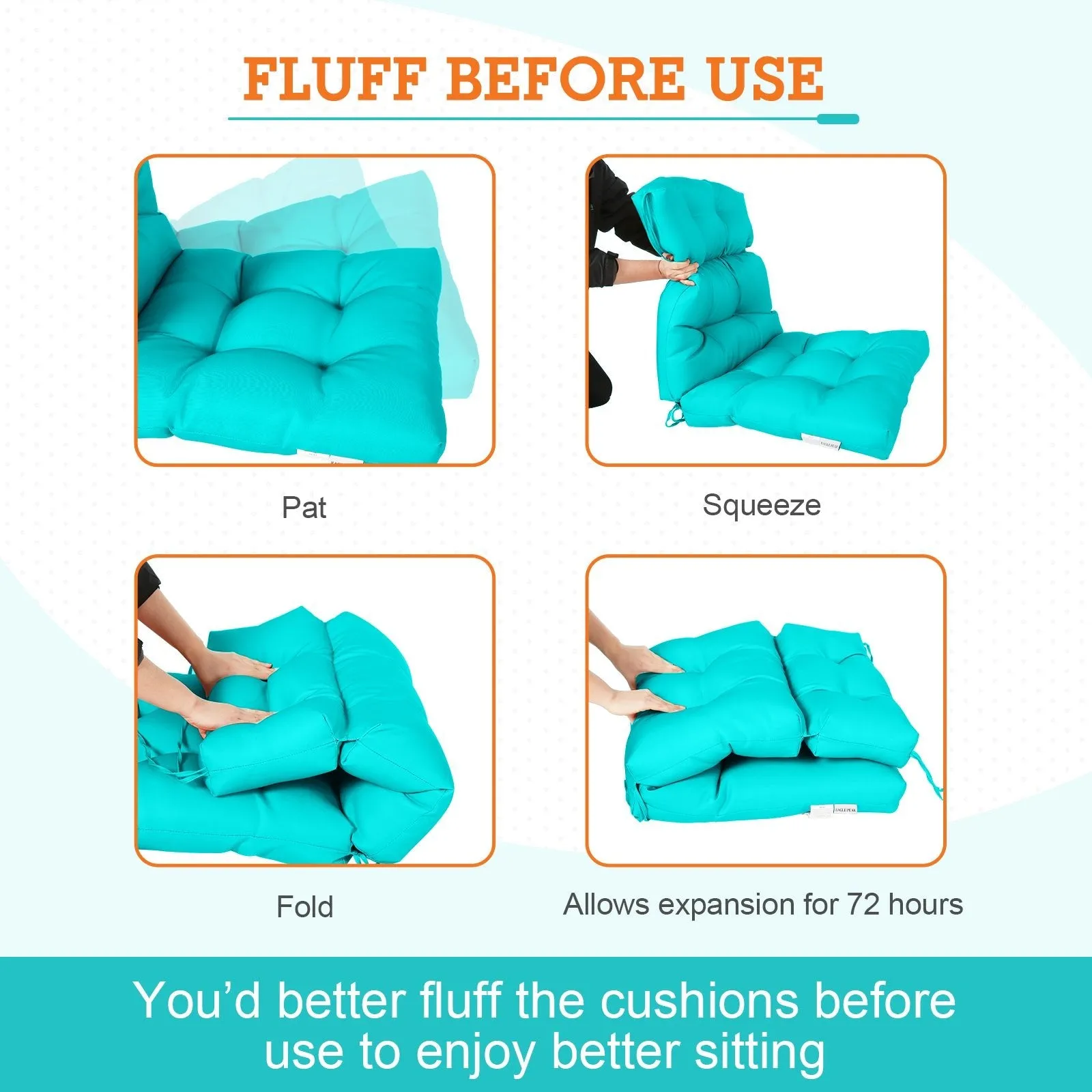 Tufted Outdoor/Indoor High Back Patio Chair Cushion, Set of 1, 46'' x 22''