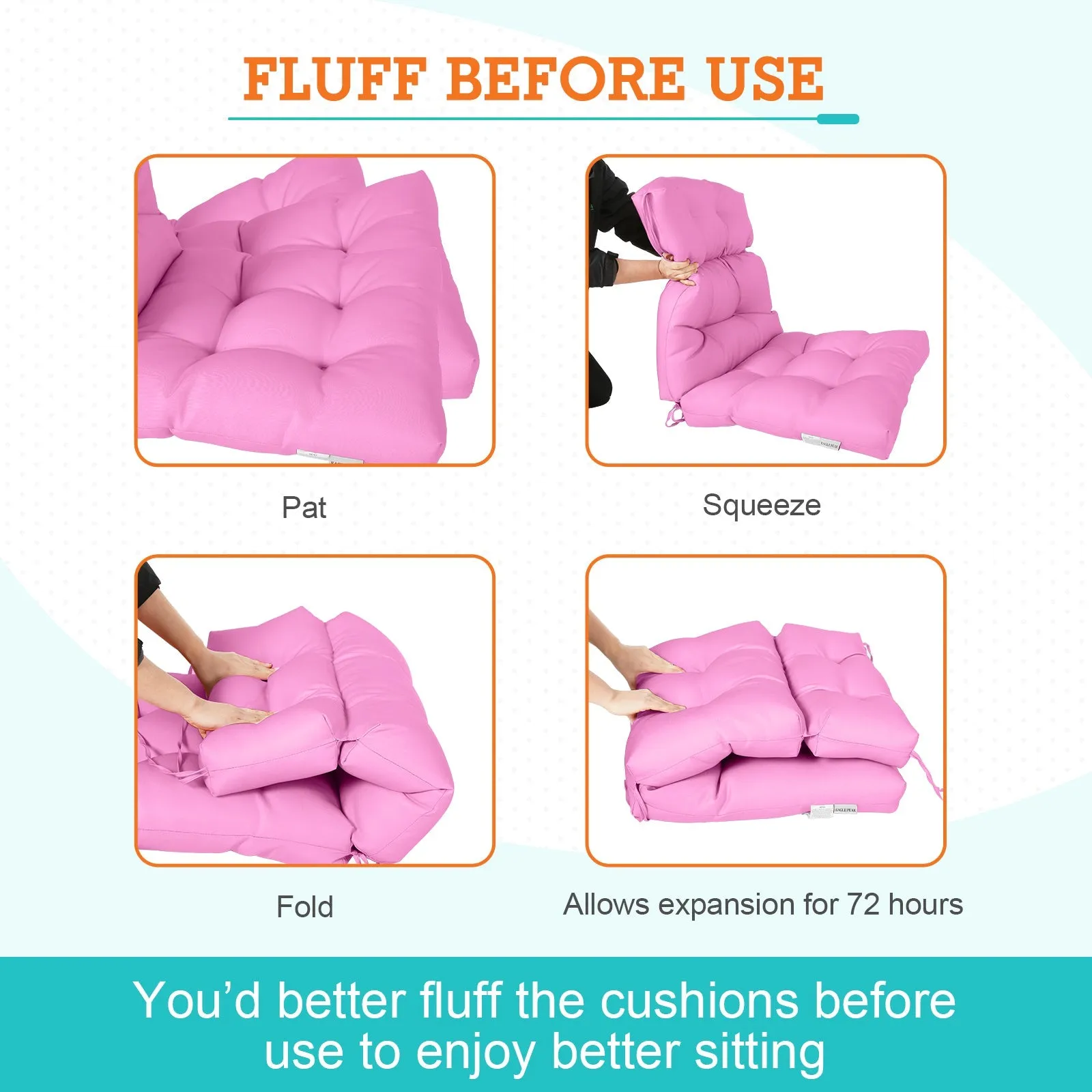 Tufted Outdoor/Indoor High Back Patio Chair Cushion, Set of 1, 46'' x 22''