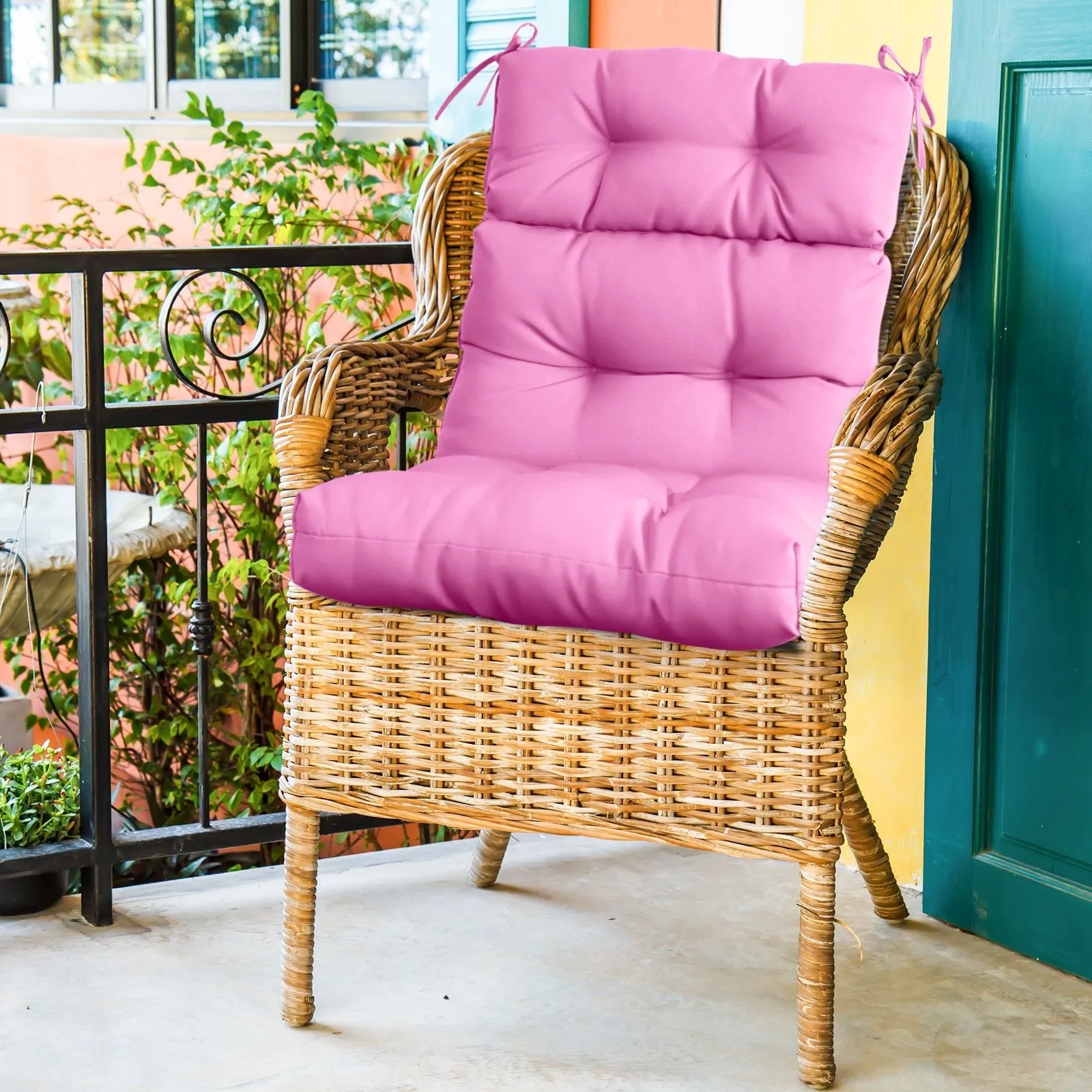 Tufted Outdoor/Indoor High Back Patio Chair Cushion, Set of 1, 46'' x 22''