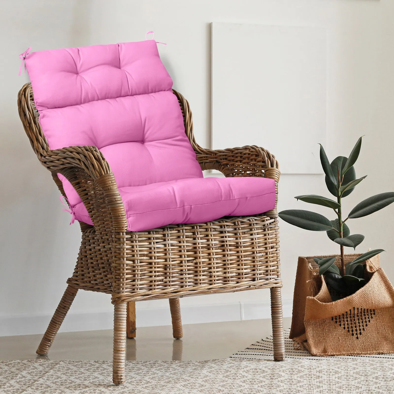 Tufted Outdoor/Indoor High Back Patio Chair Cushion, Set of 1, 46'' x 22''