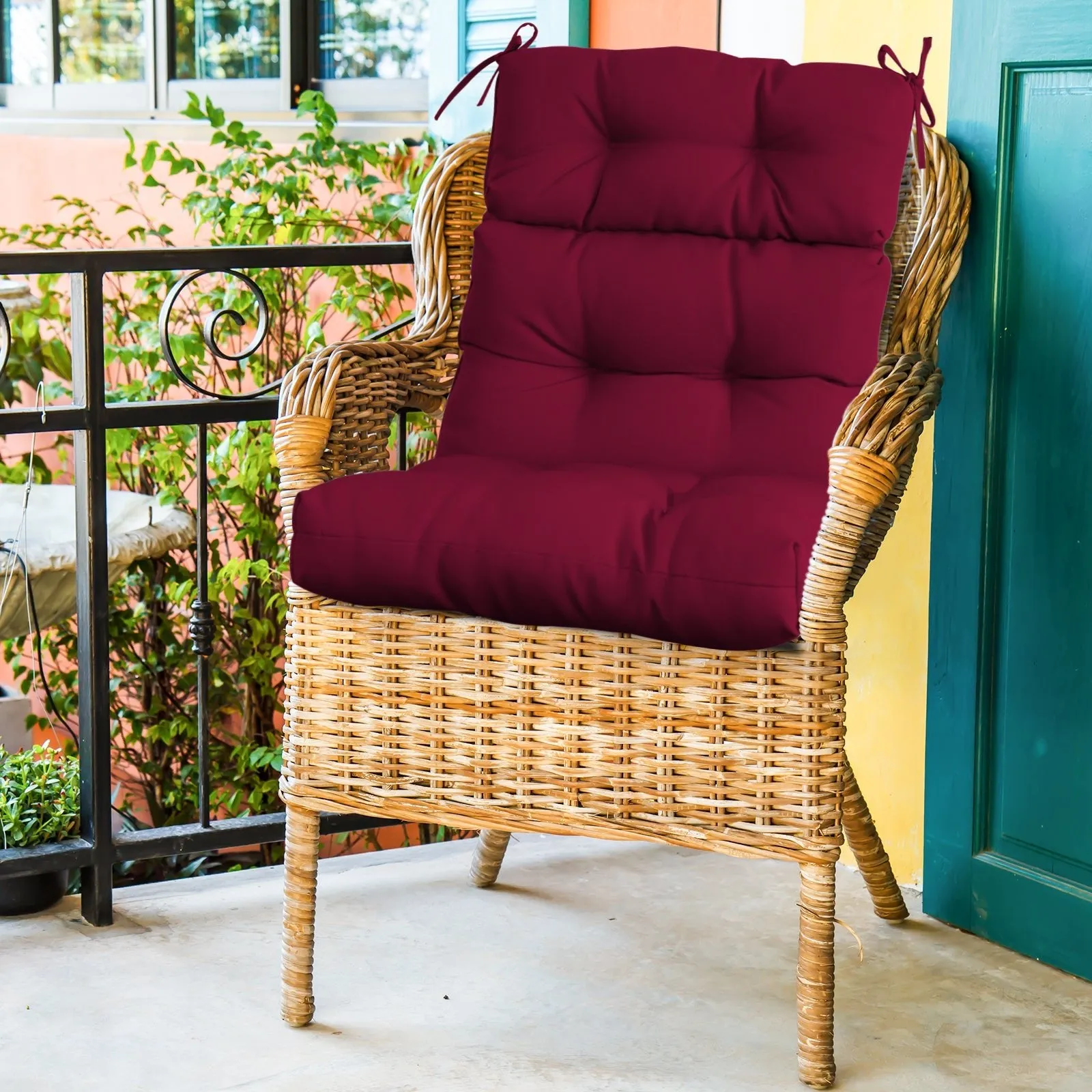 Tufted Outdoor/Indoor High Back Patio Chair Cushion, Set of 1, 46'' x 22''