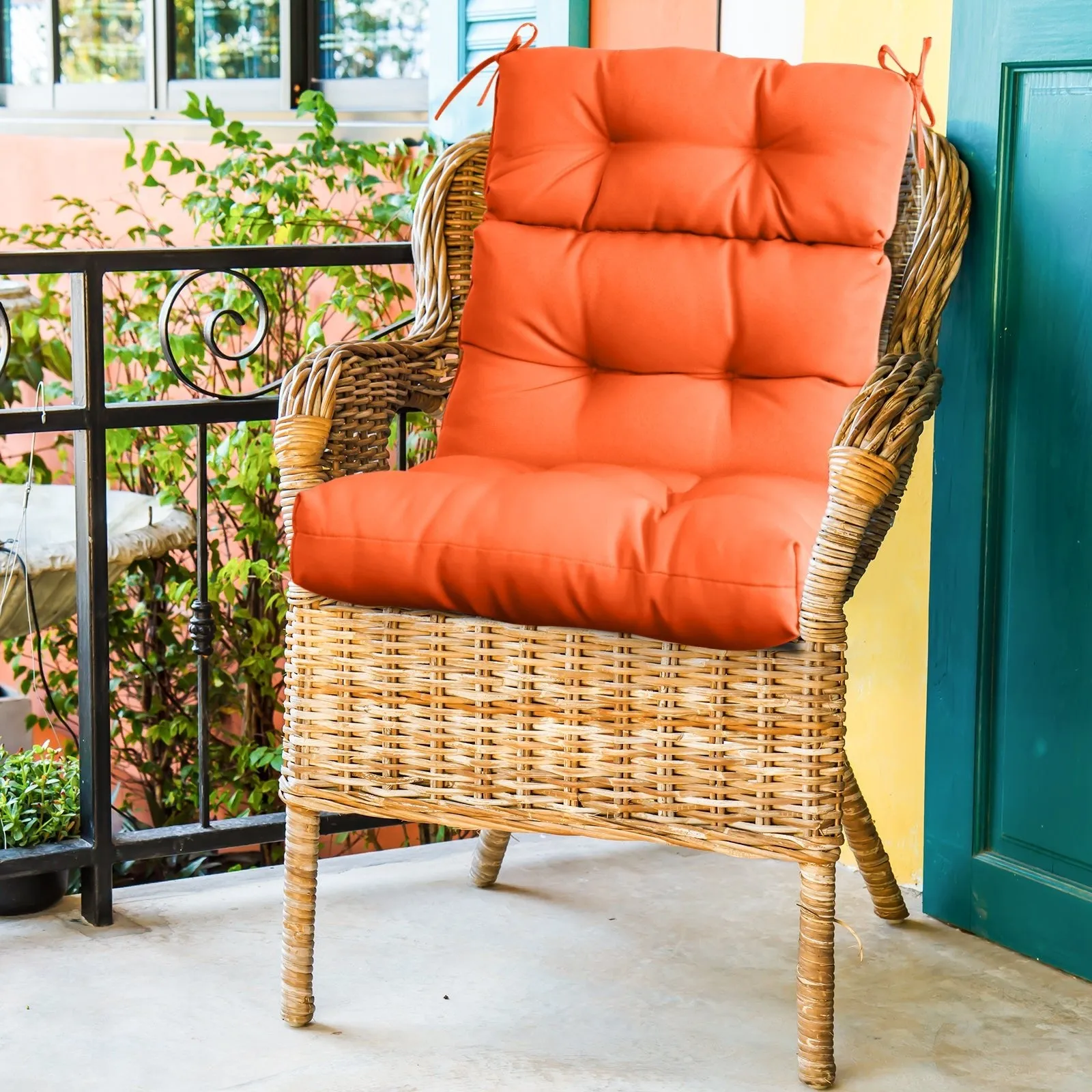 Tufted Outdoor/Indoor High Back Patio Chair Cushion, Set of 1, 46'' x 22''