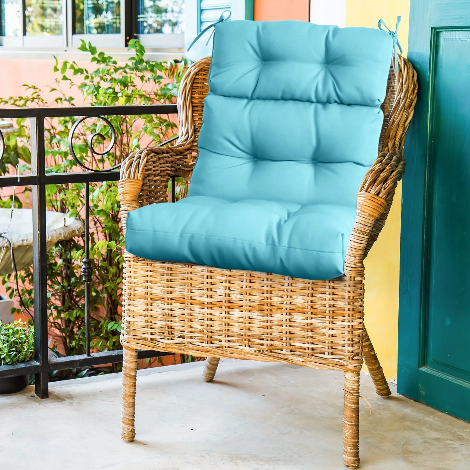Tufted Outdoor/Indoor High Back Patio Chair Cushion, Set of 1, 46'' x 22''