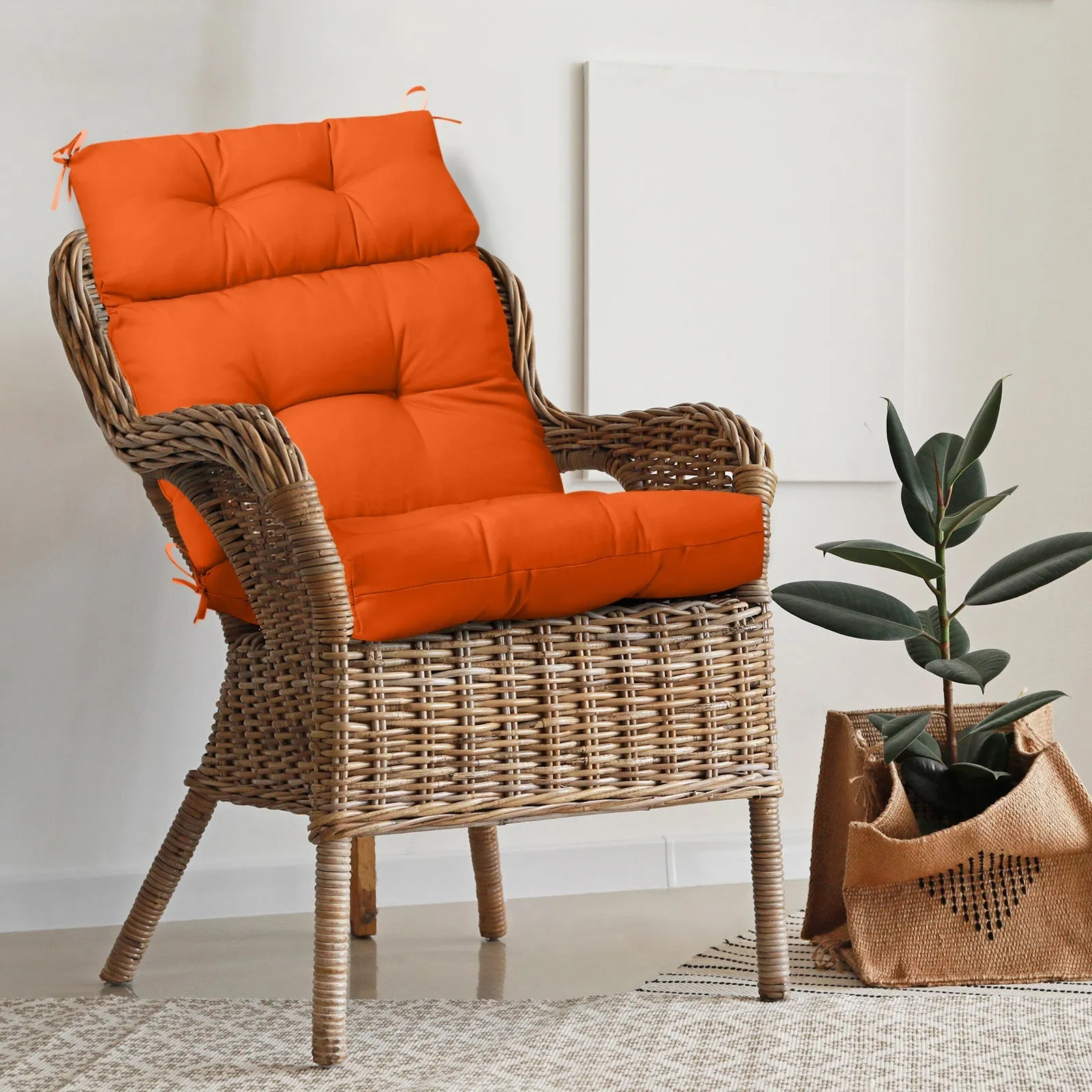 Tufted Outdoor/Indoor High Back Patio Chair Cushion, Set of 1, 46'' x 22''