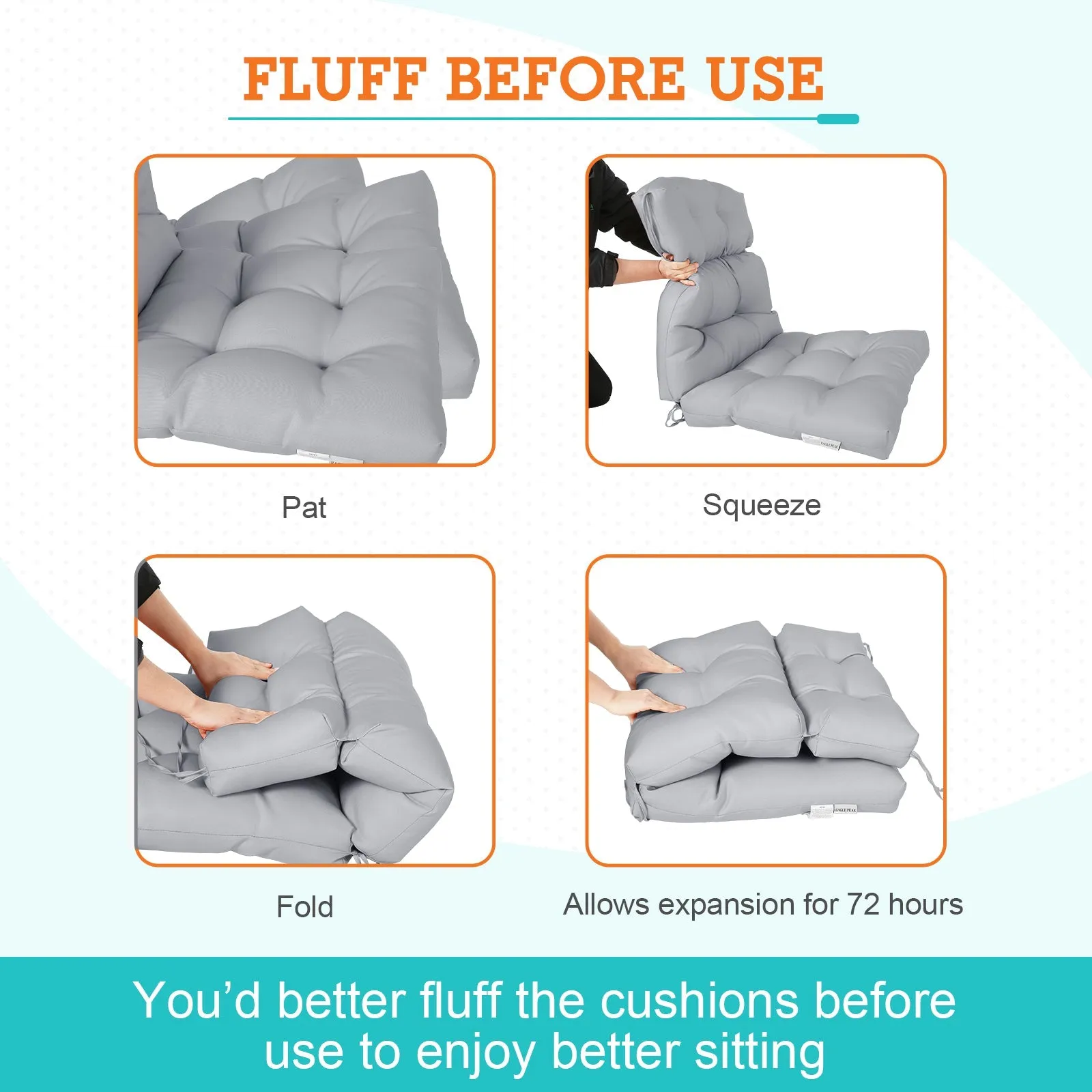 Tufted Outdoor/Indoor High Back Patio Chair Cushion, Set of 1, 46'' x 22''