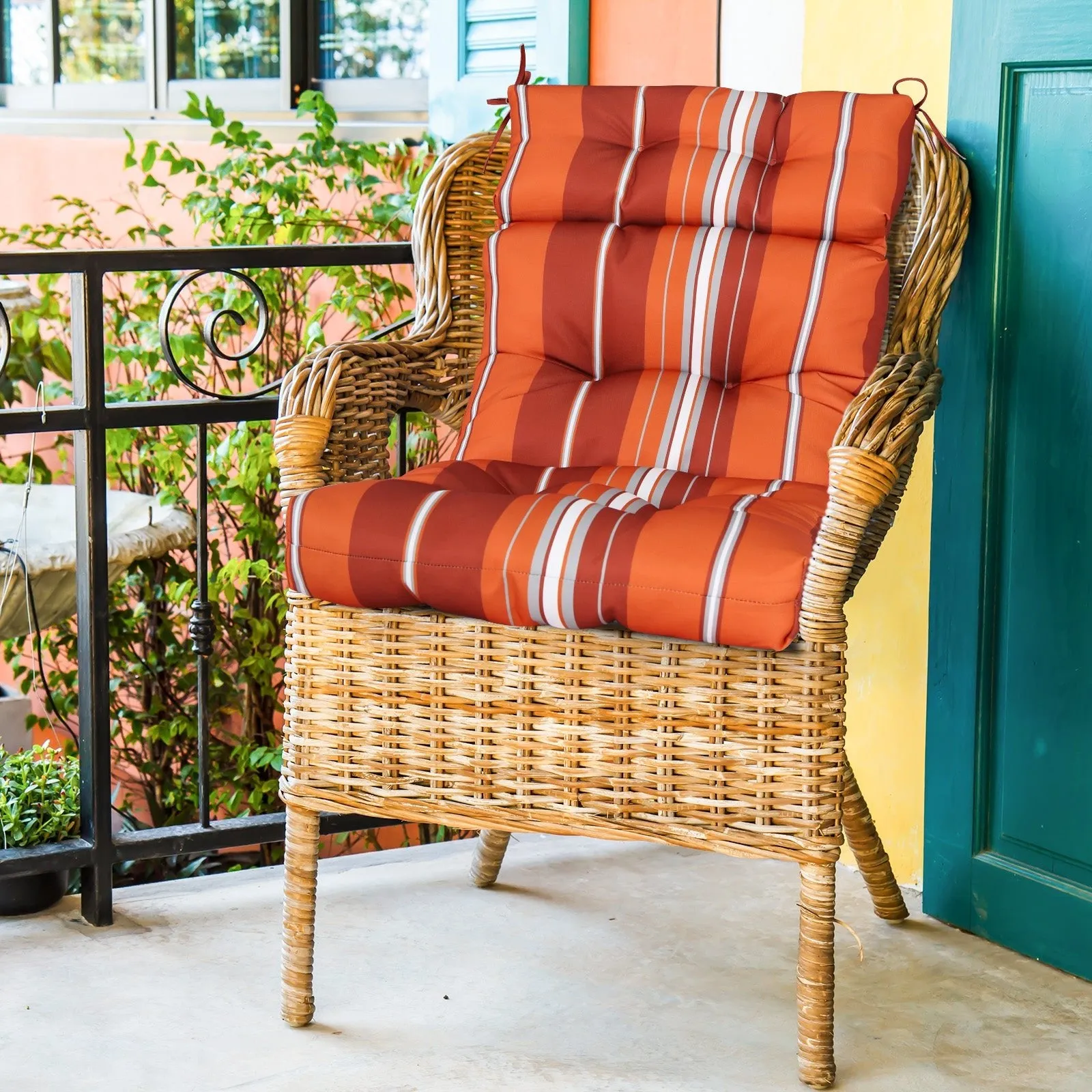 Tufted Outdoor/Indoor High Back Patio Chair Cushion, Set of 1, 46'' x 22''
