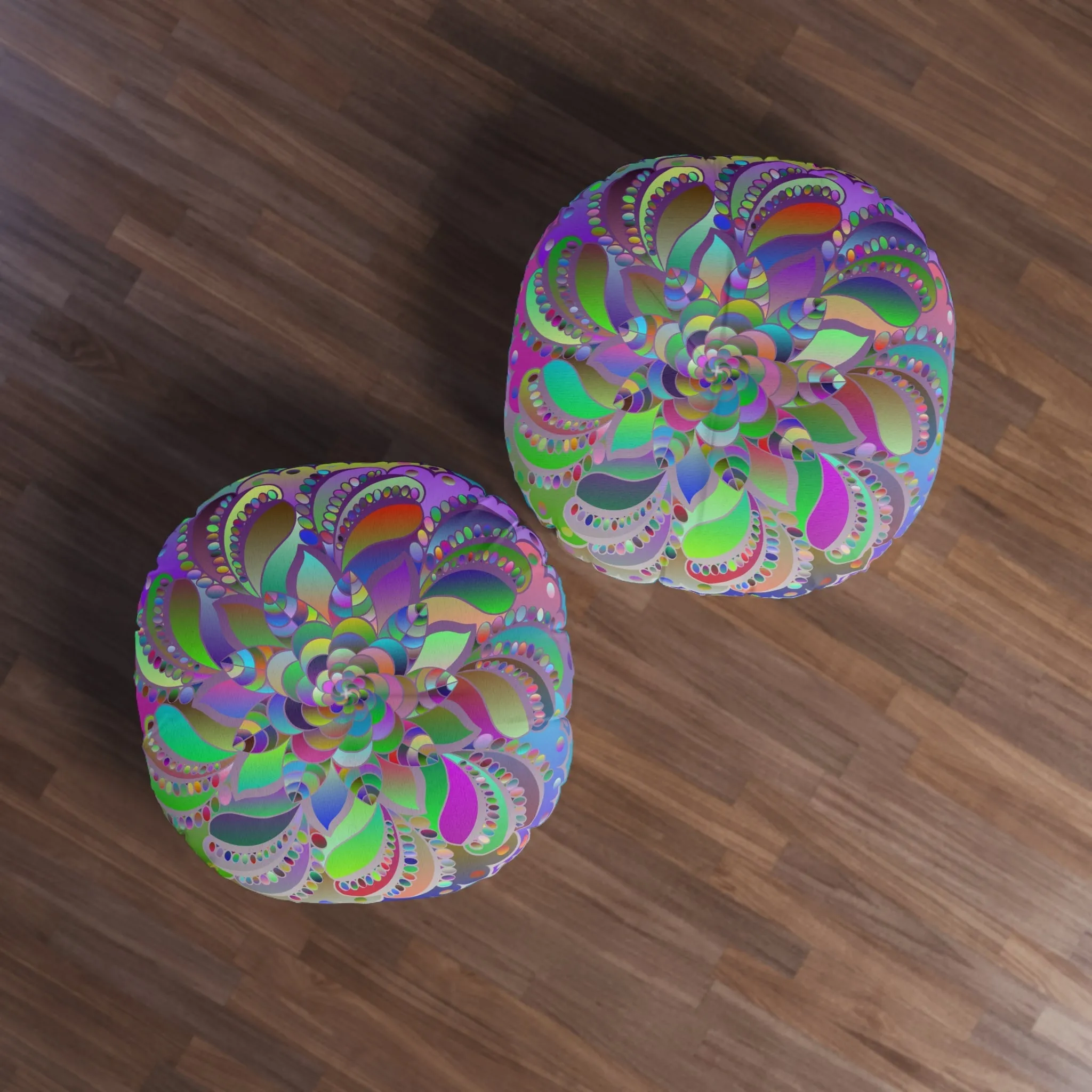 Turquoise Mandala Floor Cushion - Hand Drawn Beauty