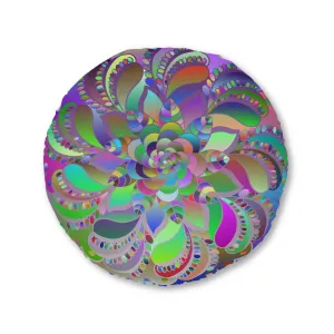 Turquoise Mandala Floor Cushion - Hand Drawn Beauty