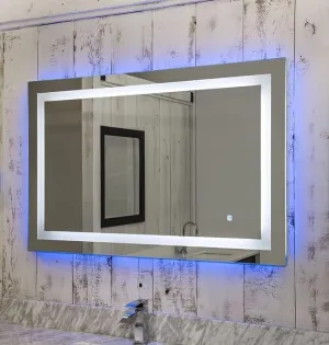 UNIQUE MIRROR Rectangular led Mirror with Three Led for Bedroom and Bathroom Three-color adjustable led mirror, light-controlled wash mirror, and anti-fog beauty mirror and size (24x30) inch W5.