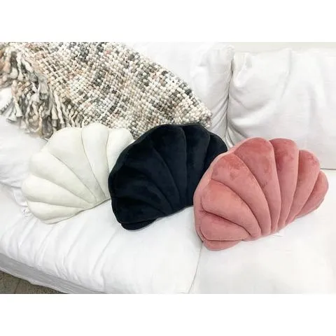 Velvet Shell Cushion - Dark Charcoal
