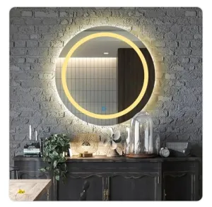 Venetian Design Extra Clear LED Mirror for Bathroom LED-01 | 20 X 20 Inches | Triple LED Lights with Sensor and DImmer   Water Proof LED Lights | Made in India