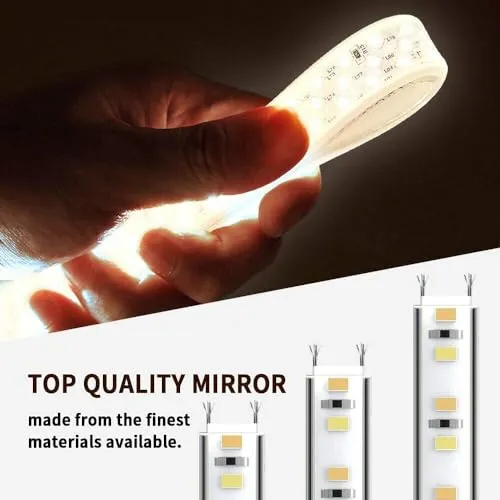 Venetian Design Extra Clear LED Mirror for Bathroom LED-01 | 20 X 20 Inches | Triple LED Lights with Sensor and DImmer   Water Proof LED Lights | Made in India