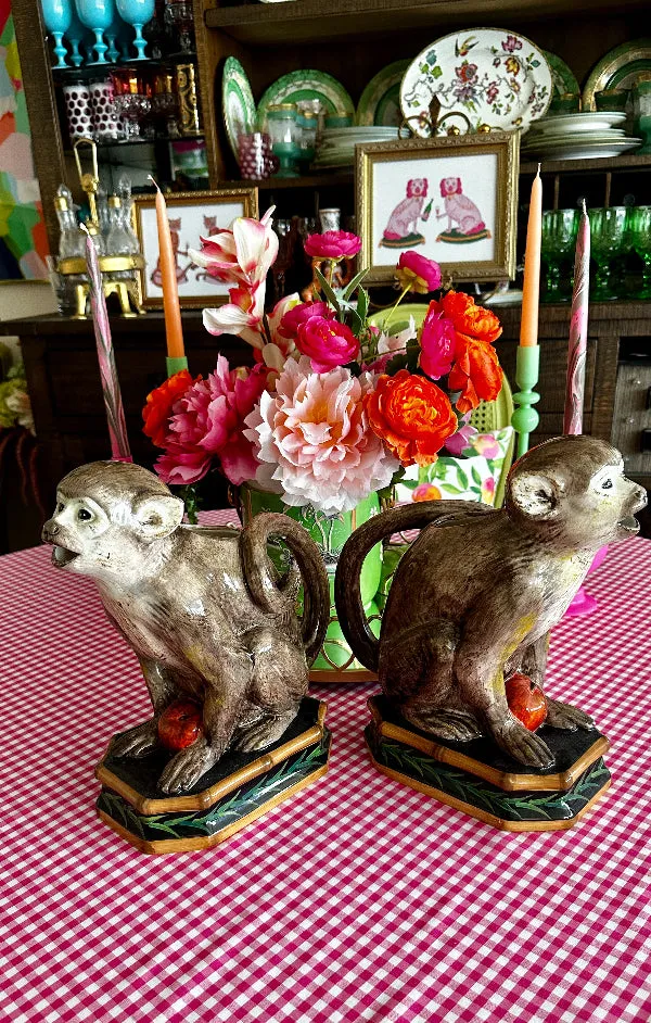 Vintage Monkey Pitchers, Raymond Waites, Ceramic, Brown, 2 Available, Each Sold Separatley