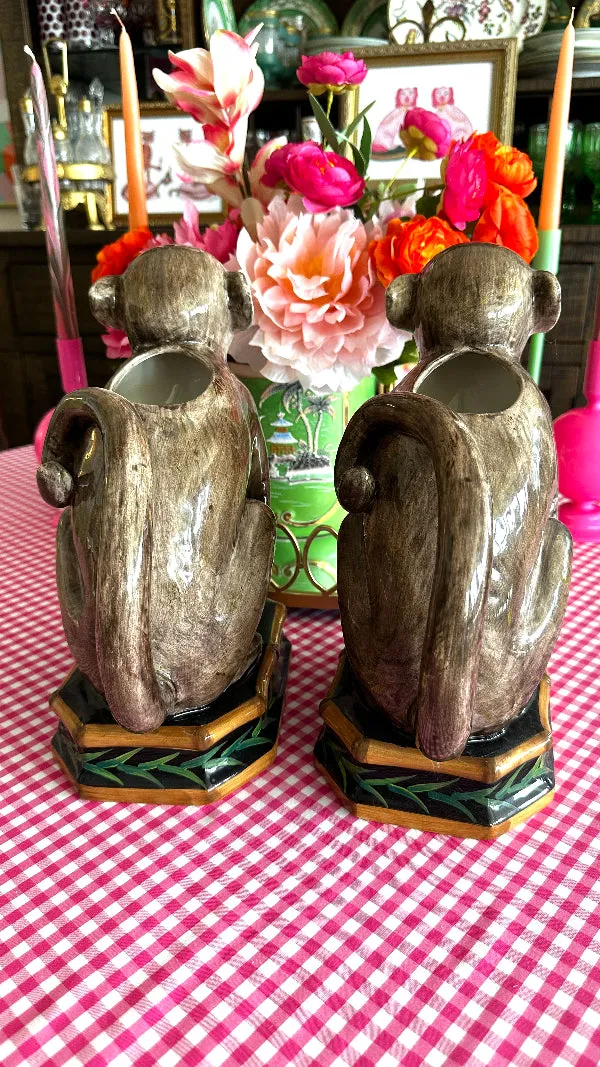 Vintage Monkey Pitchers, Raymond Waites, Ceramic, Brown, 2 Available, Each Sold Separatley