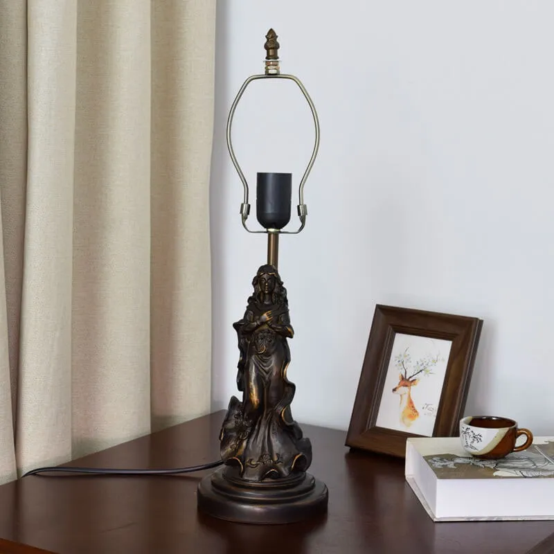 Vintage Tiffany Lotus Stained Glass Dome 1-Light Table Lamp