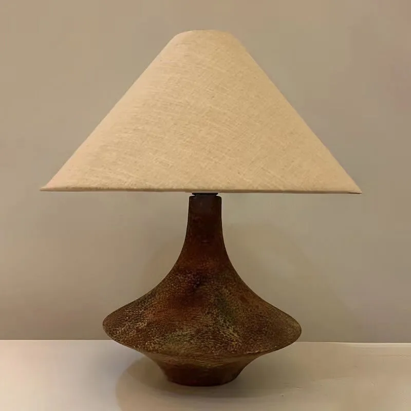 Wabi-Sabi Vintage Cone Vase Base Ceramic Fabric 1-Light Table Lamp