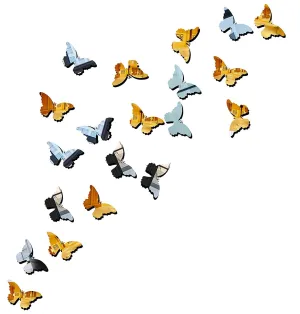 Wall1ders 30 Butterflies Mirror Stickers for Wall, Acrylic Mirror Wall Decor Sticker, Wall Mirror Stickers, Acrylic Stickers, Wall Stickers for Hall Room, Bed Room, Kitchen. (10Silv10Gold)