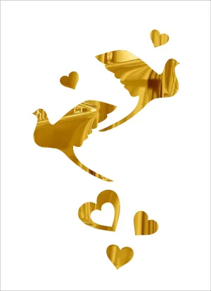 Wall1ders Flying Birds Golden (Pack of 7), Mirror Stickers for Wall, Acrylic Mirror Wall Decor Sticker, Wall Mirror Stickers, Acrylic Stickers, Wall Stickers for Hall Room, Bed Room, Kitchen.