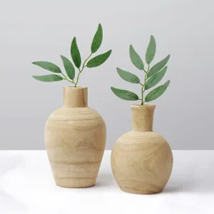 Warm Toast Designs - Wood Vase 2 Vase Set Farmhouse Vases for Decor