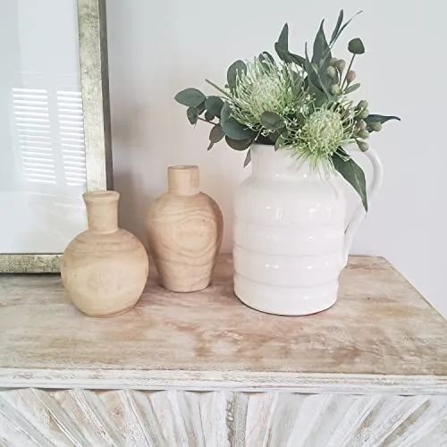 Warm Toast Designs - Wood Vase 2 Vase Set Farmhouse Vases for Decor