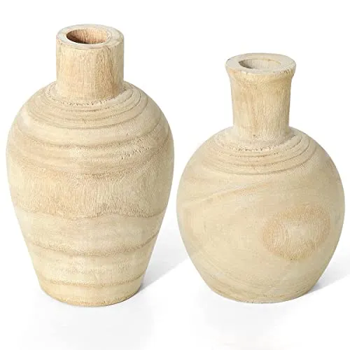 Warm Toast Designs - Wood Vase 2 Vase Set Farmhouse Vases for Decor