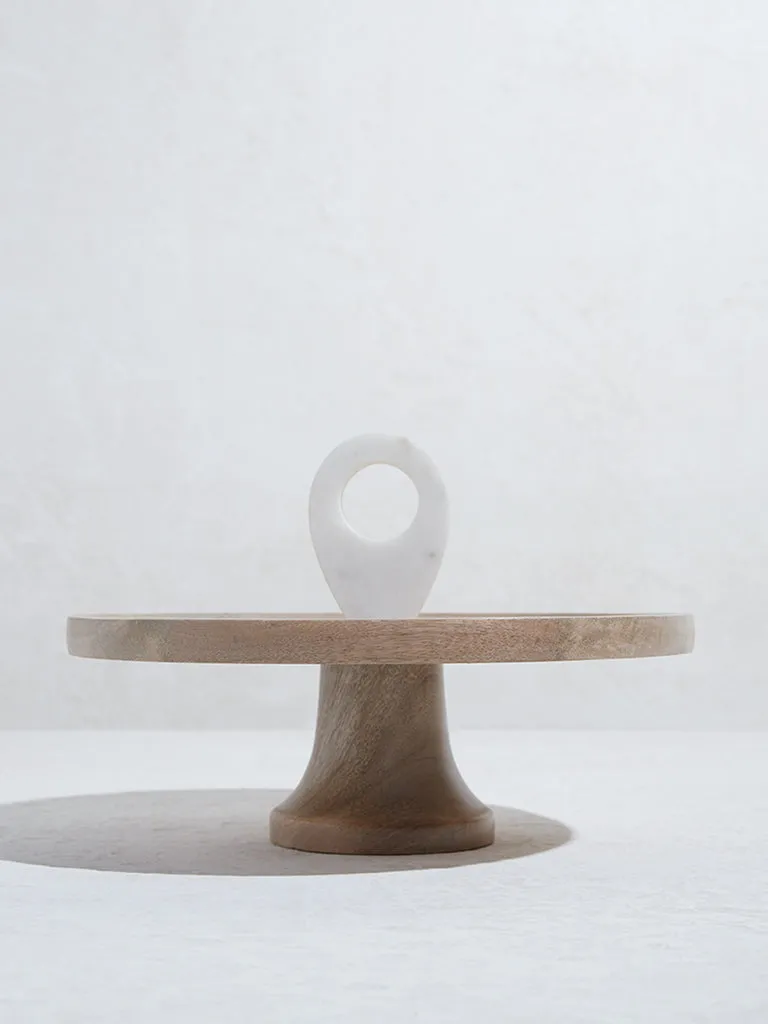 Westside Home Brown Marble Notched Cake Stand