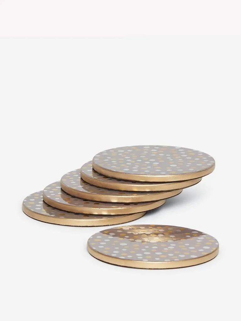 Westside Home Grey Round Speckled Coasters Set of Six