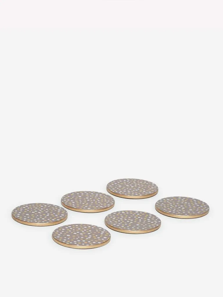 Westside Home Grey Round Speckled Coasters Set of Six