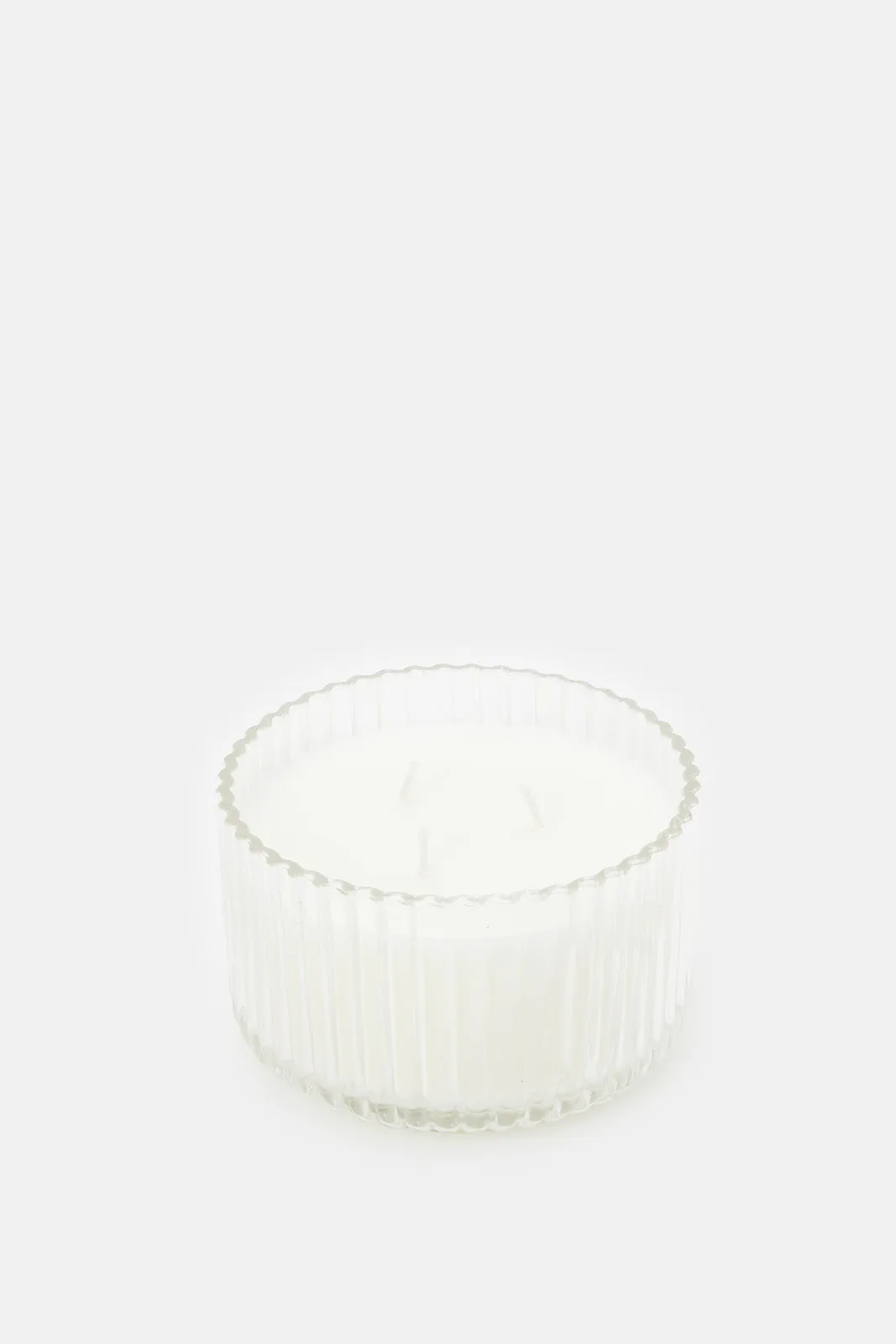 White Embossed Glass Candle Jar