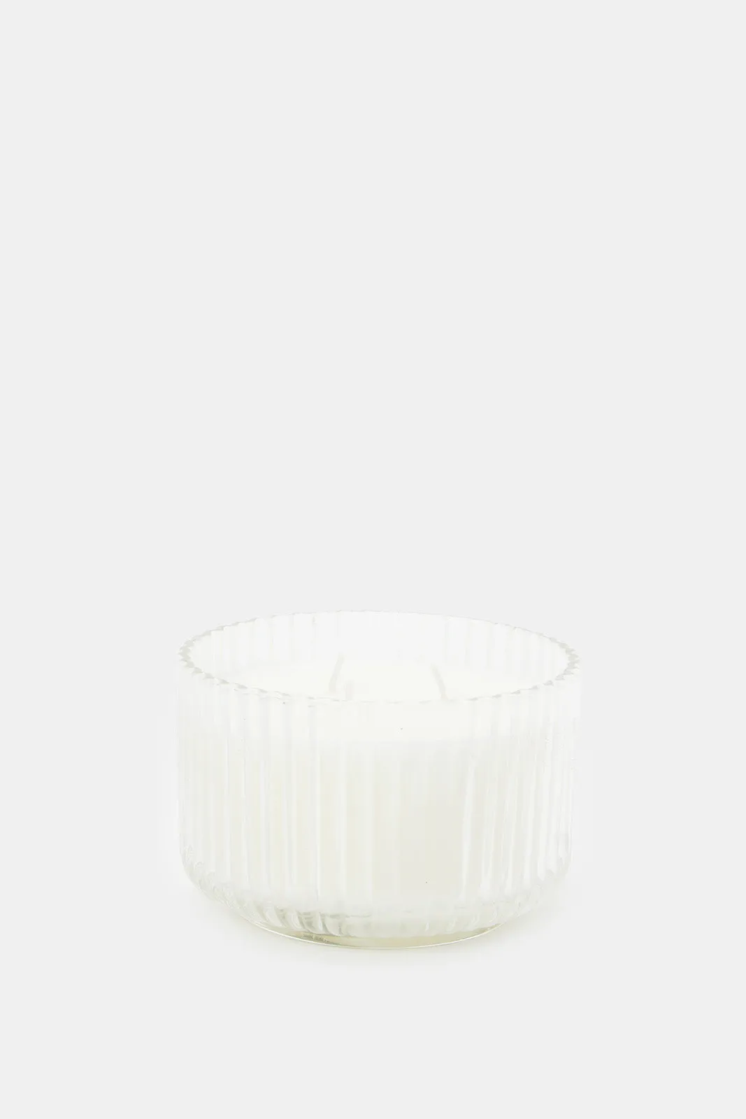 White Embossed Glass Candle Jar