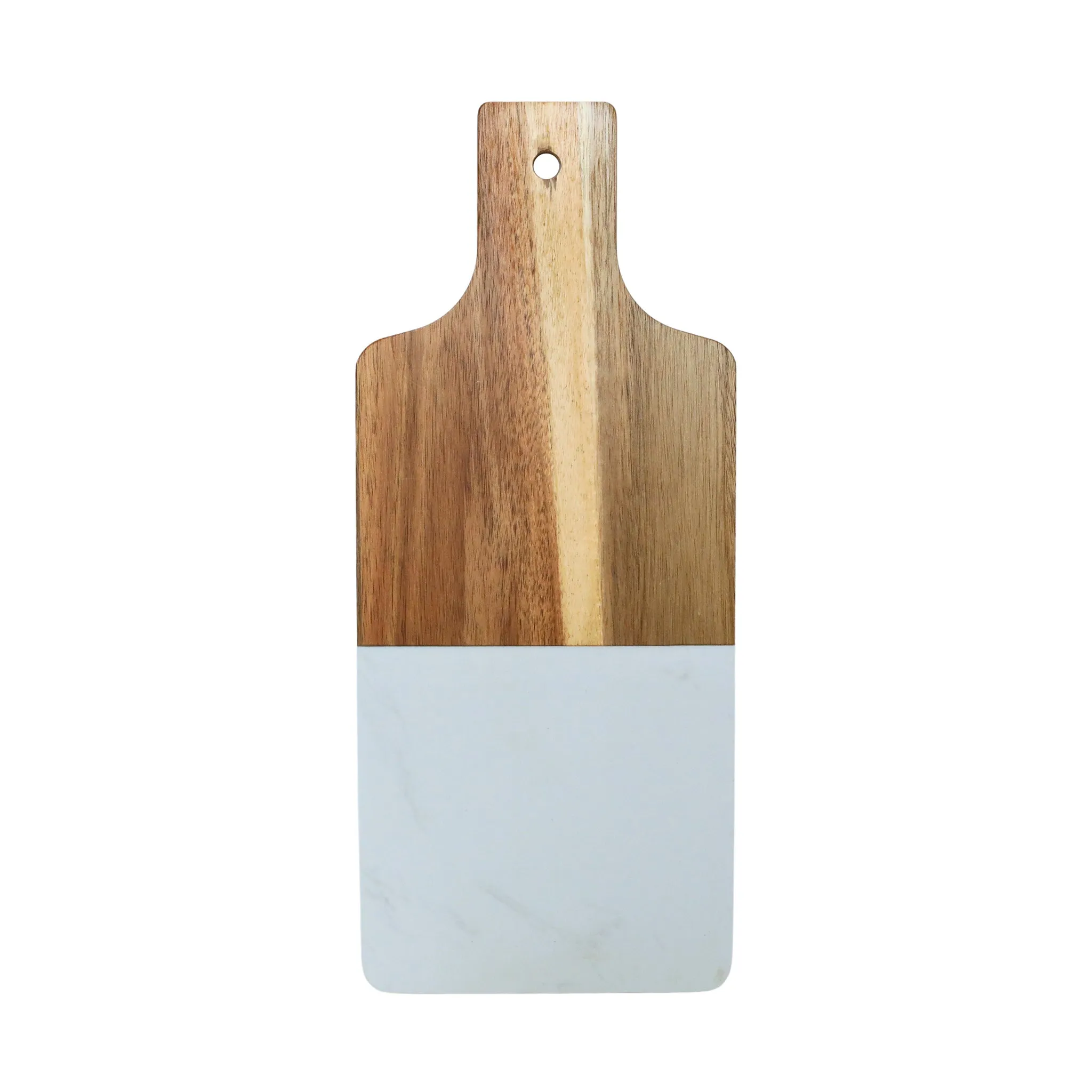 White Marble and Acacia Wood Handled Board