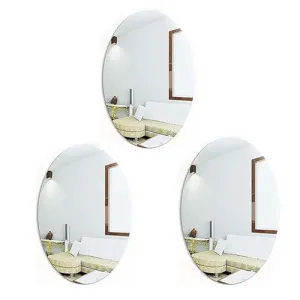 wolkwogg Oval Shape Adhesive Mirror Sticker for Wall on Tiles Bathroom Bedroom Living Room Basin Mirror Bathroom Wall Mirror Stickers Unbreakable Plastic Wall Mirror New (3)