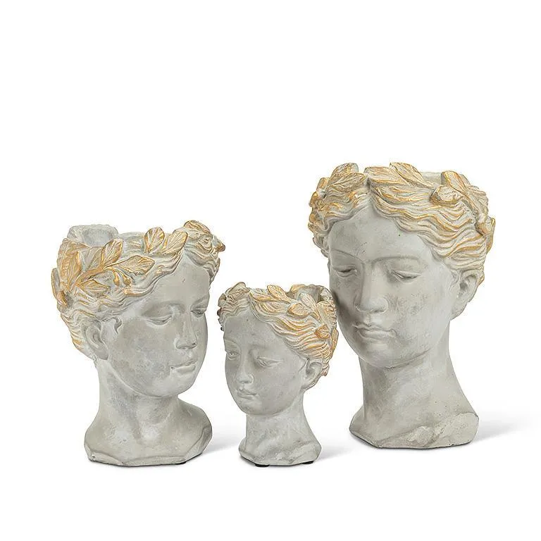 Woman Head Planter with Gold Detailing  - Extra Small