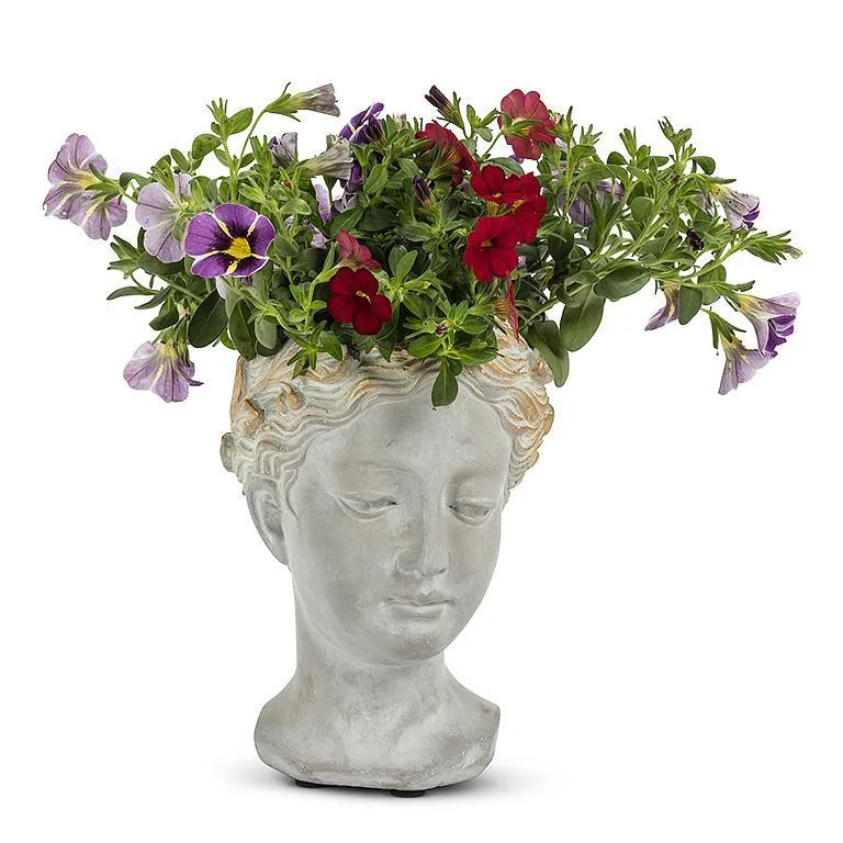 Woman Head Planter with Gold Detailing  - Extra Small