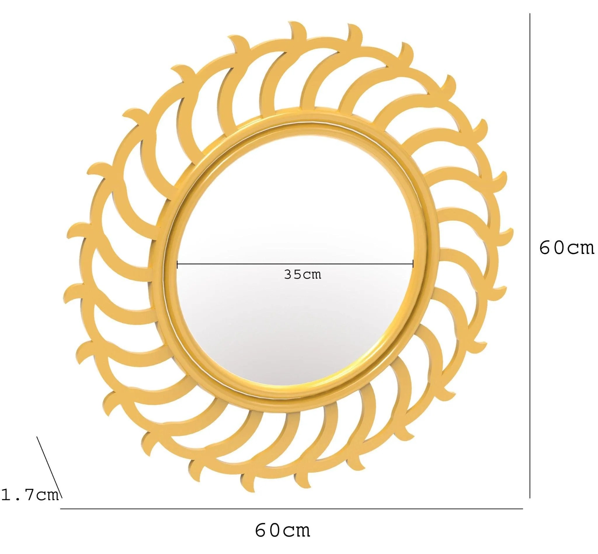 Wooden Twist Modern Sun Rays Wooden Wall Mirror Decorative Bathroom Vanity Mirror Stylish Bathroom and Dressing Mirror