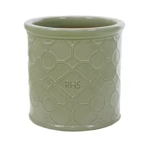 Woodlodge 18cm Mint Green RHS Cylinder Lattice Glazed Pot