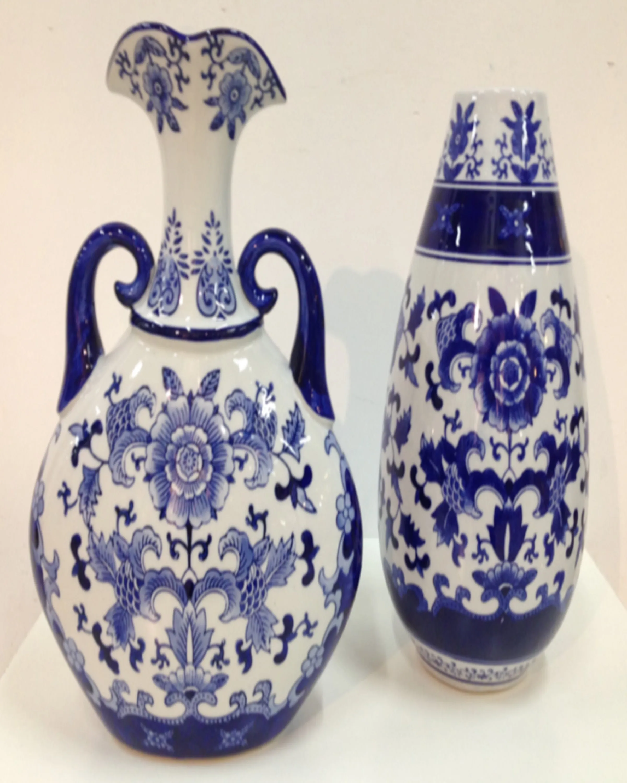 Zora Blue and White Vases Set of 2 - Angie Homes